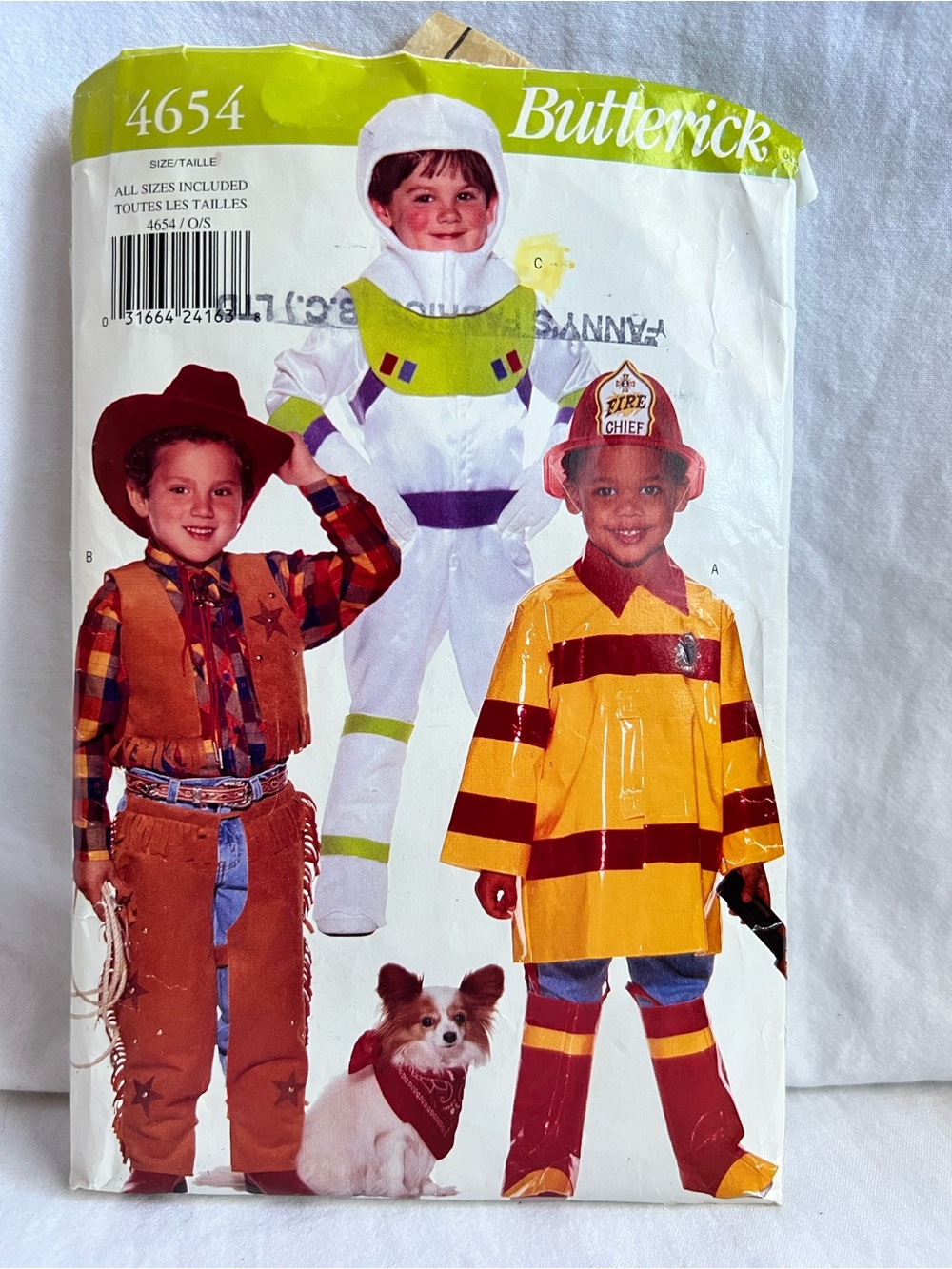 5/$20 Butterick Kids Costume Sewing Cowboy Firefighter Buzz Lightyear Halloween
